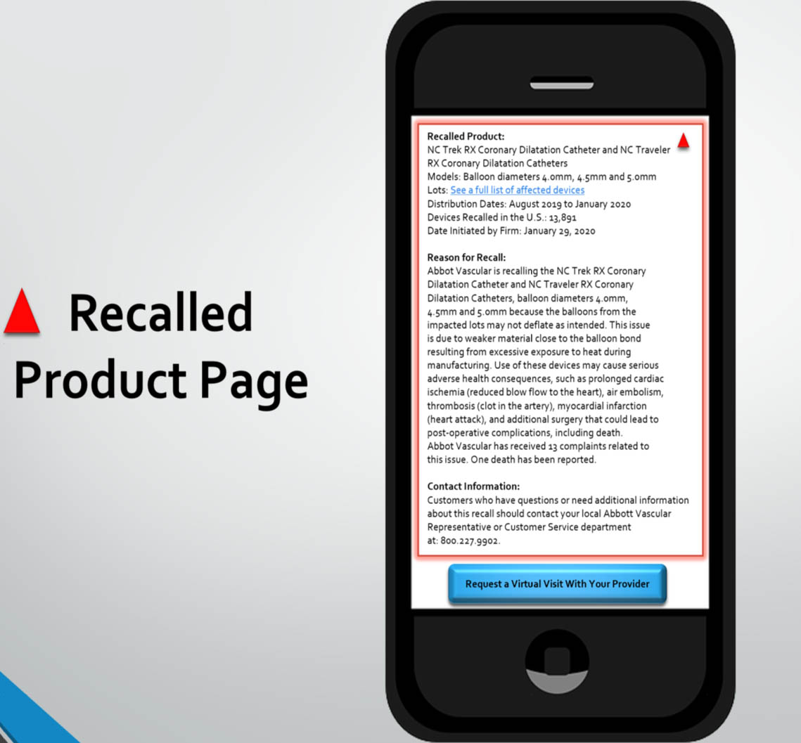 Recalled product page
